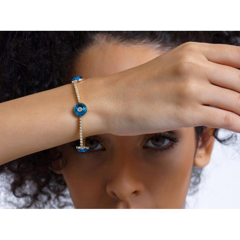 Moderne Bracelet avec topaze « Against Evil Eye » et diamants 0,78 carat en vente
