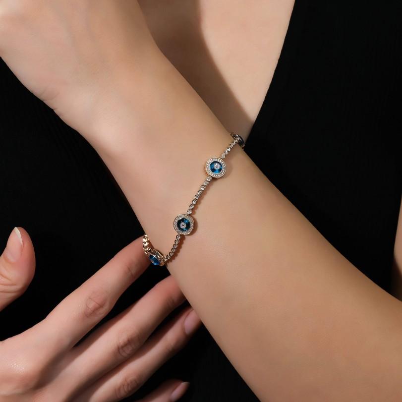 Women's 6.11ct Against Evil Eye Diamond Bracelet For Sale