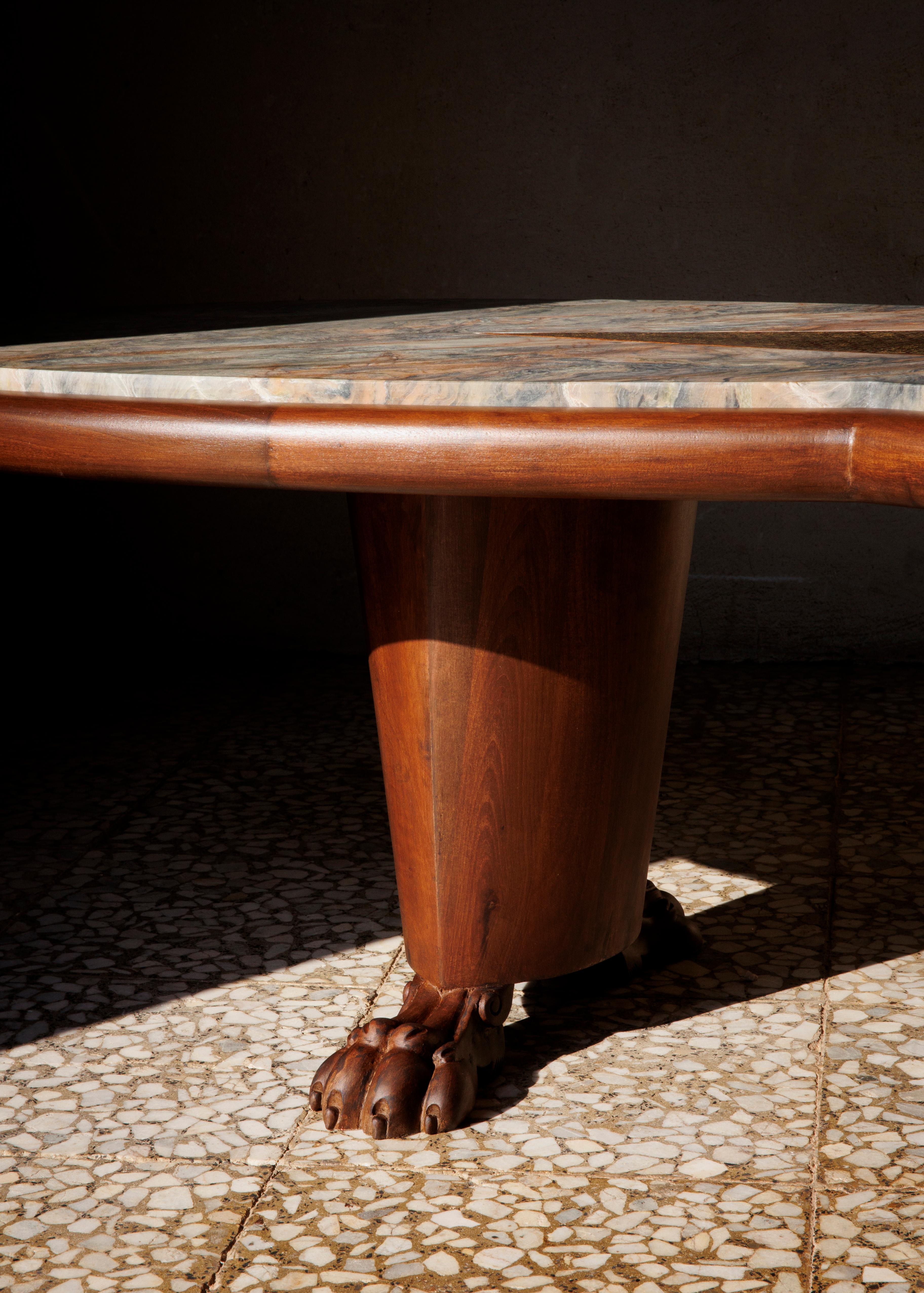 Persian Nazar Coffee Table with Khatam Inlay and Walnut Frame by VandaVee For Sale