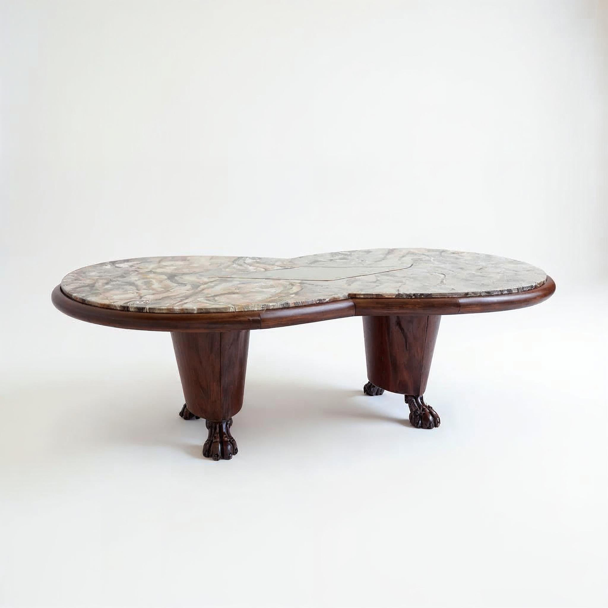 Contemporary Nazar Coffee Table with Khatam Inlay and Walnut Frame by VandaVee For Sale