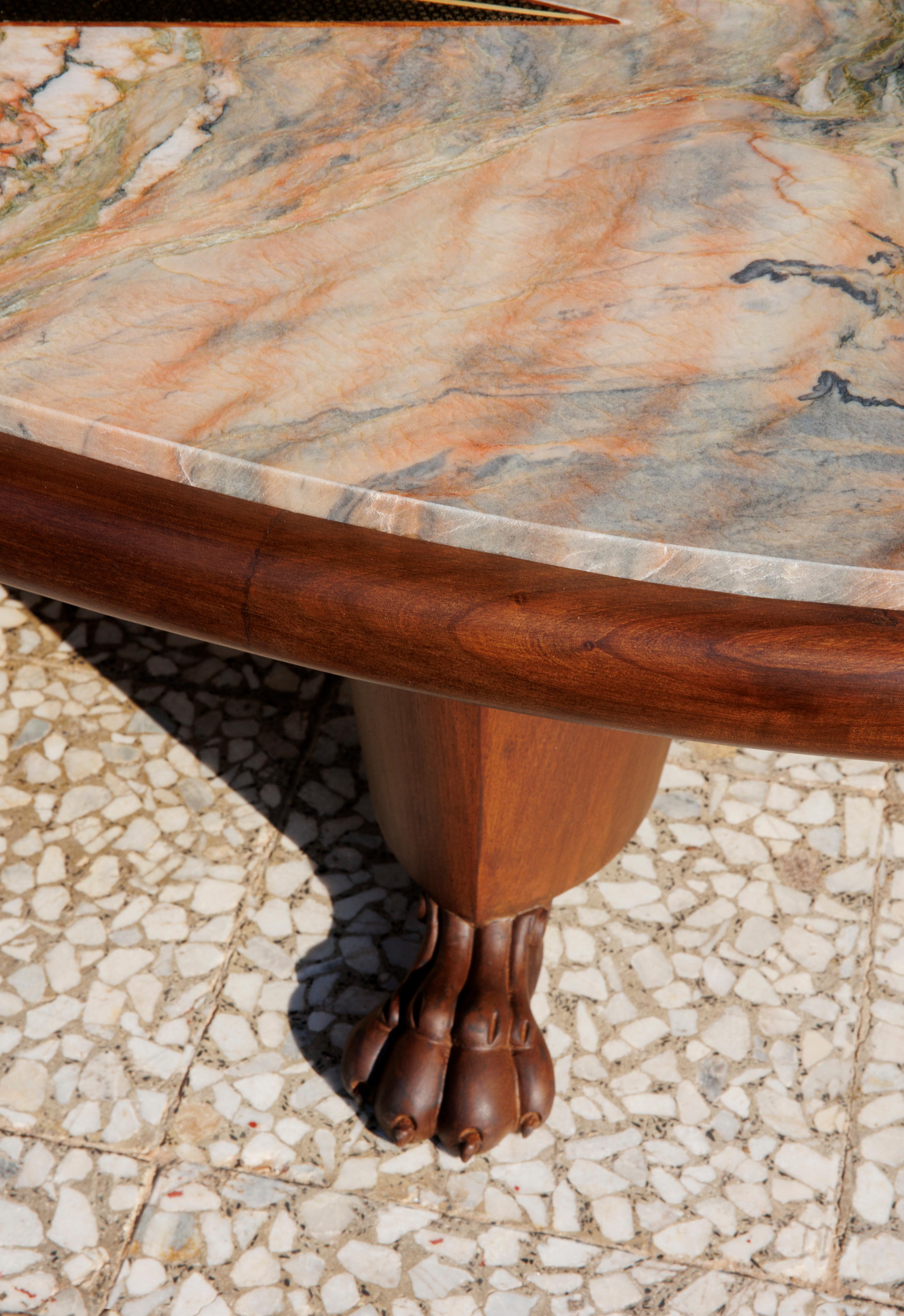 Nazar Coffee Table with Khatam Inlay and Walnut Frame by VandaVee For Sale 1