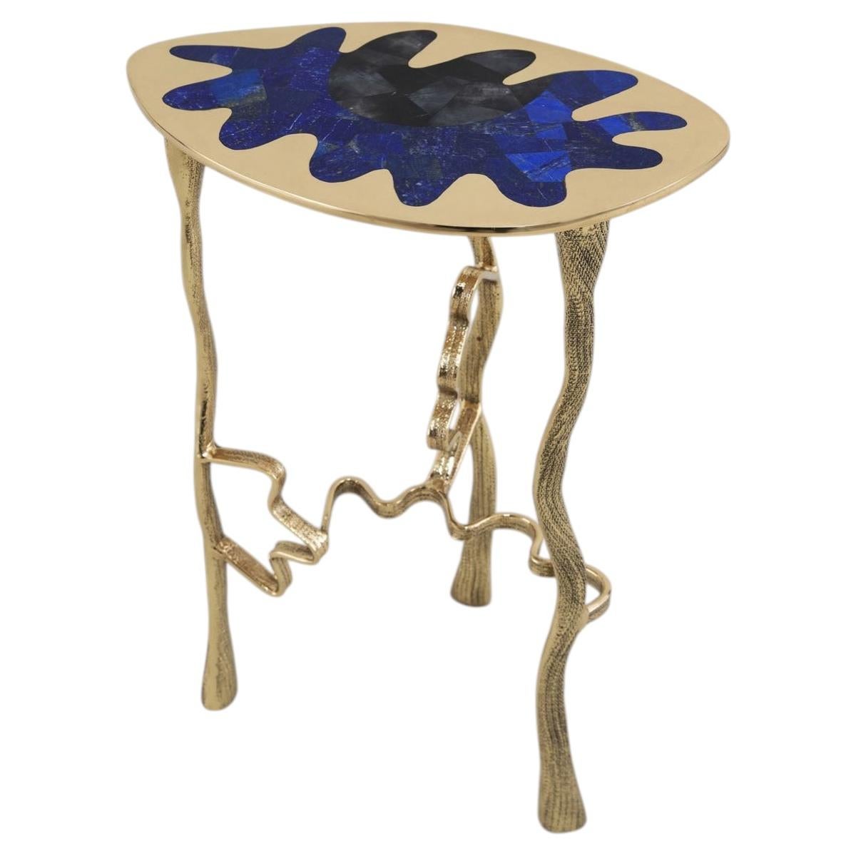 Nazar Side Table Tall in Brass & Semi Precious Stone, Viya by Vikram Goyal