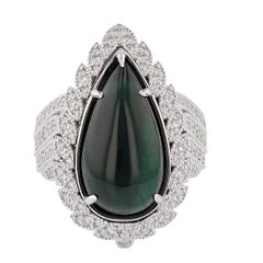 Nazarelle 14 Karat Gold Pear Shape 11.48 Carat Green Tourmaline and Diamond Ring