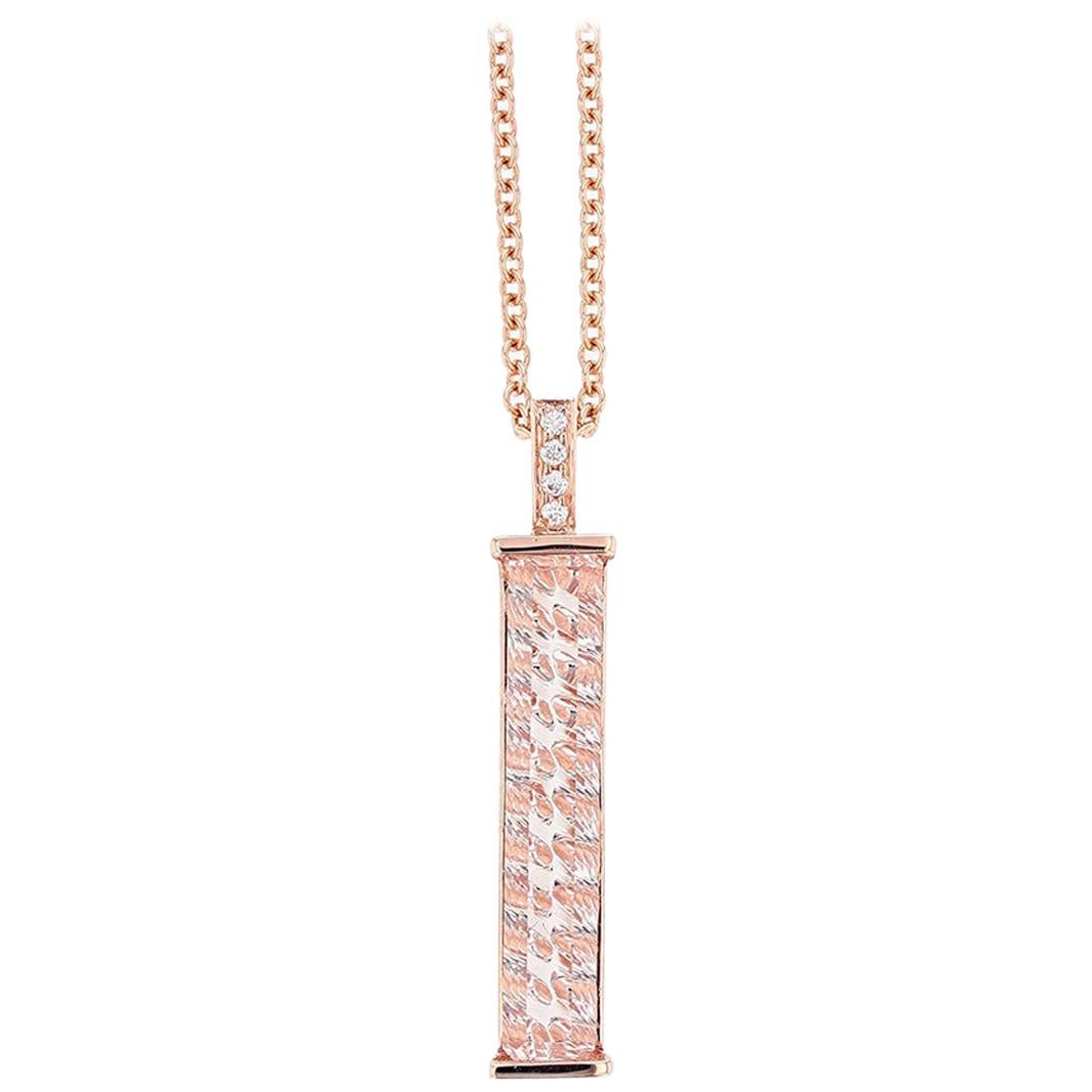 Nazarelle 14 Karat Rose Gold 3.31 Carat Morganite Diamond Pendant Necklace