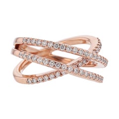 Nazarelle 14 Karat Rose Gold Diamond Criss Cross Ring