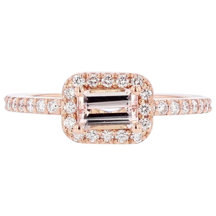 Nazarelle 14 Karat Rose Gold Emerald Morganite and Diamond Ring