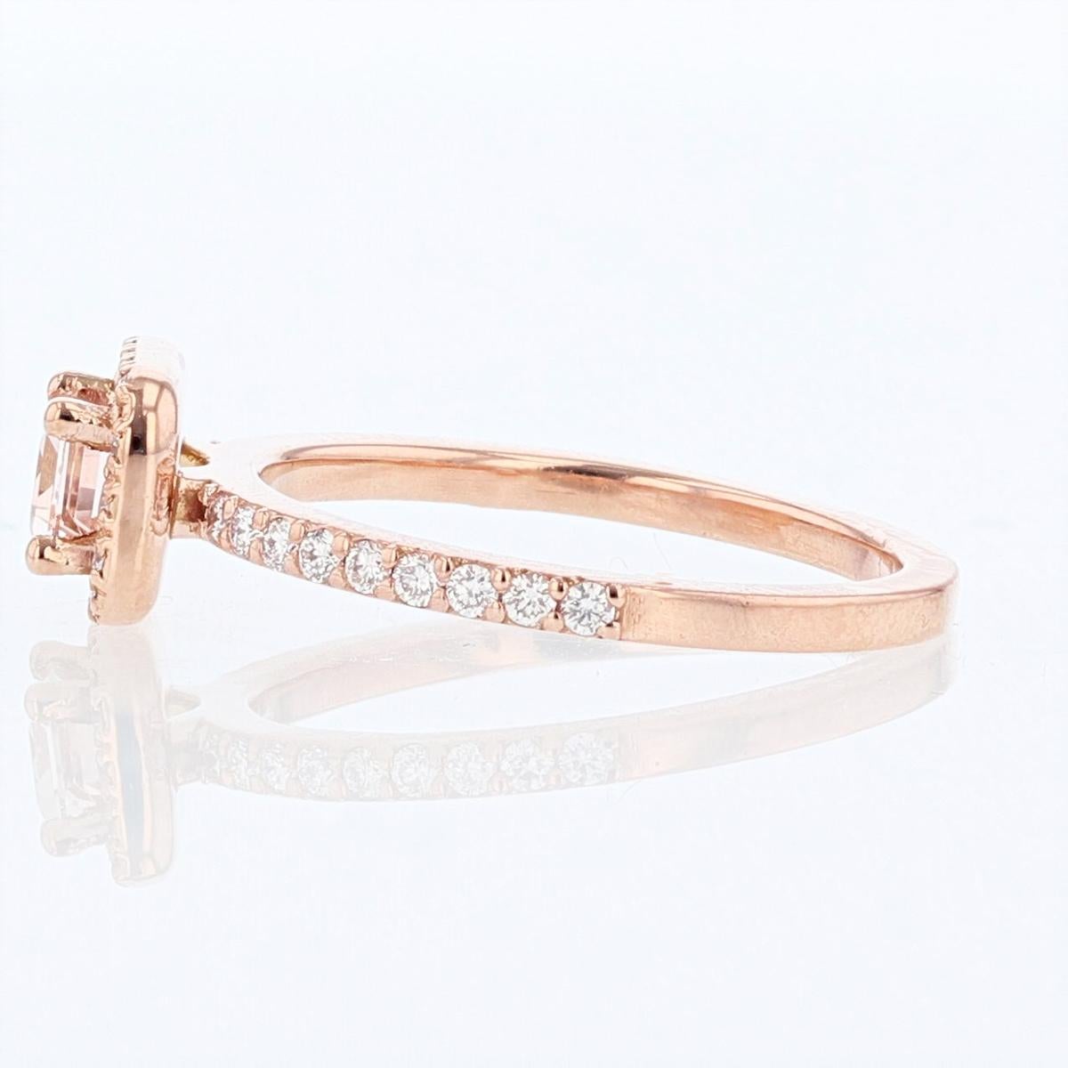 Contemporary Nazarelle 14 Karat Rose Gold Emerald Morganite Diamond Ring For Sale