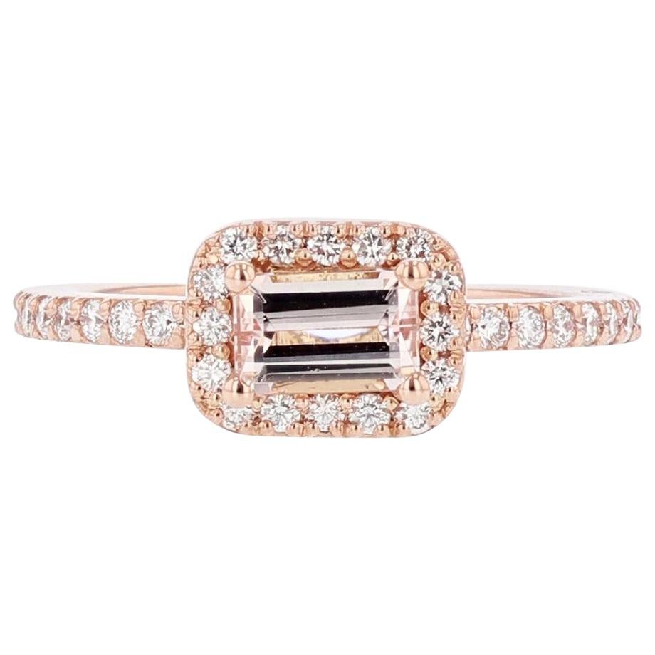 Nazarelle 14 Karat Rose Gold Emerald Morganite Diamond Ring For Sale
