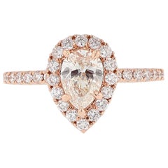 Nazarelle 14 Karat Rose Gold GIA Pear Shaped Diamond Engagement Ring