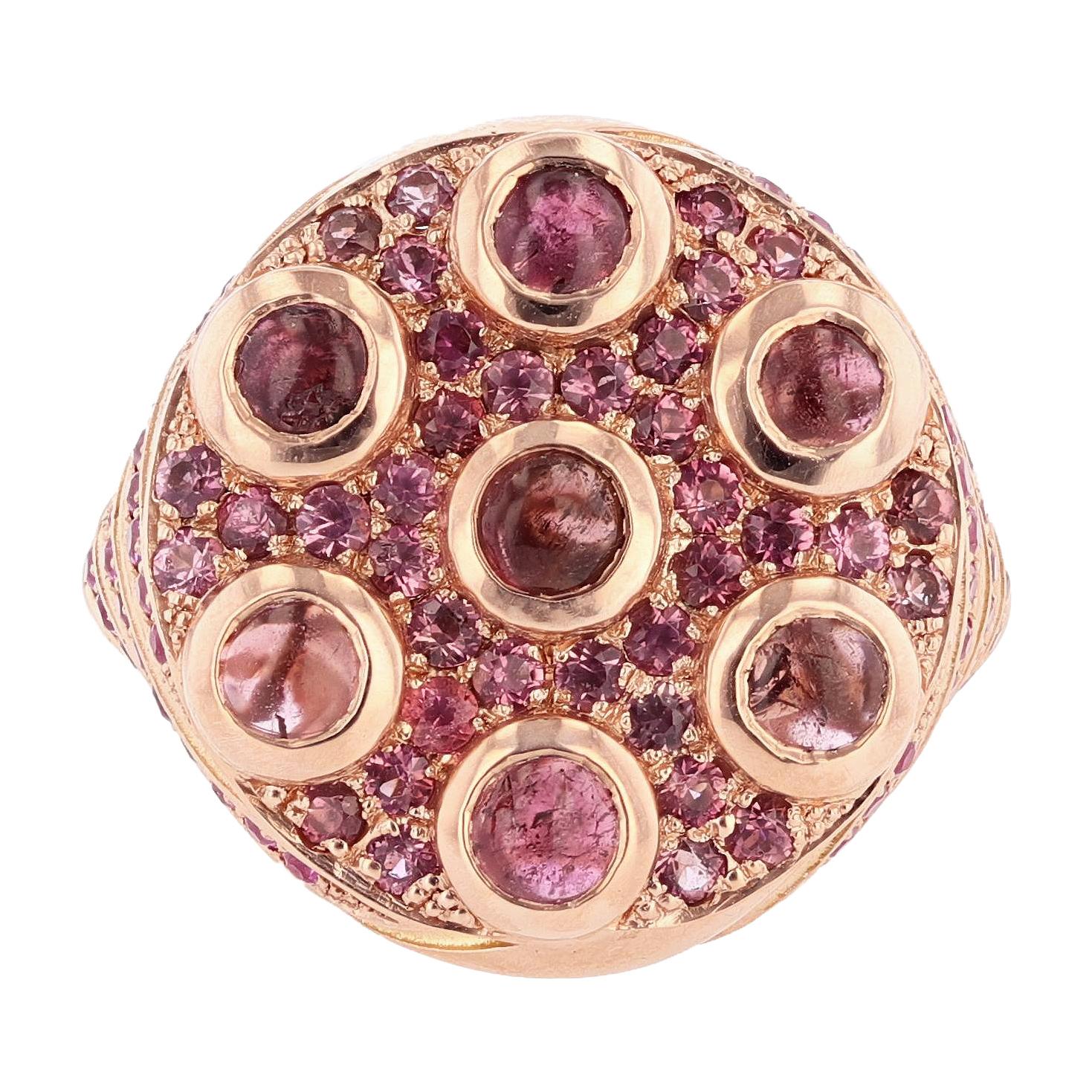 Nazarelle 14 Karat Rose Gold Pink Tourmaline and Pink Sapphire Ring For Sale