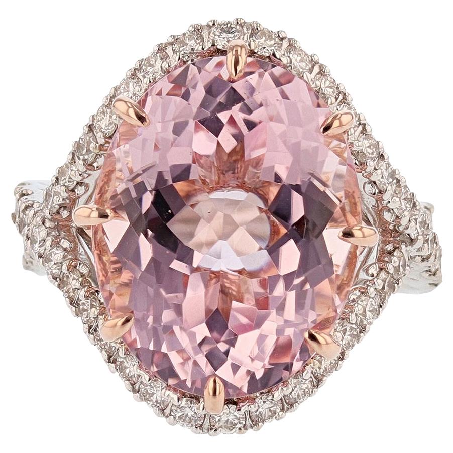 Nazarelle 14 Karat White and Rose Gold 12.86 Carat Morganite Diamond Ring
