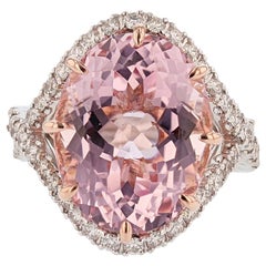Nazarelle 14 Karat White and Rose Gold 12.86 Carat Morganite Diamond Ring