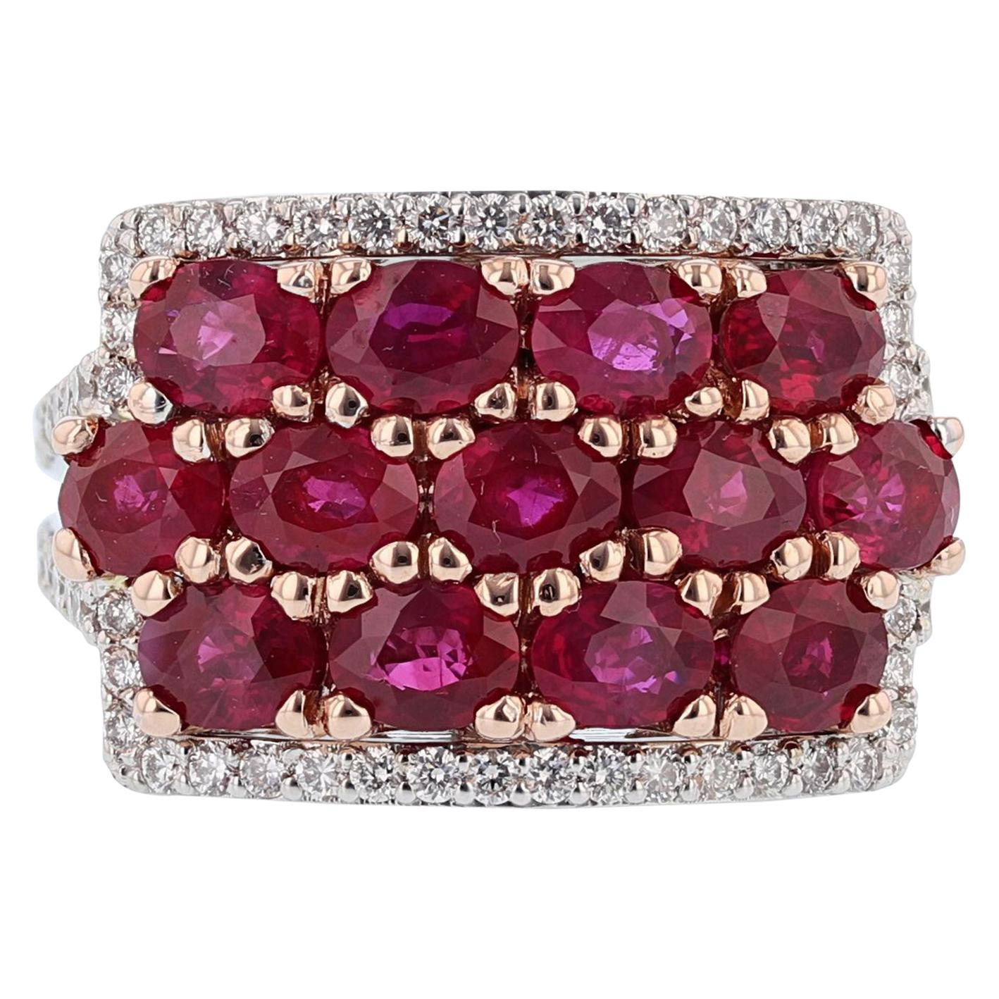 Nazarelle 14 Karat White and Rose Gold Ruby and Diamond Ring