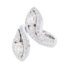 Nazarelle 14 Karat White GIA Certified Double Pear Shaped Diamond Cocktail Ring