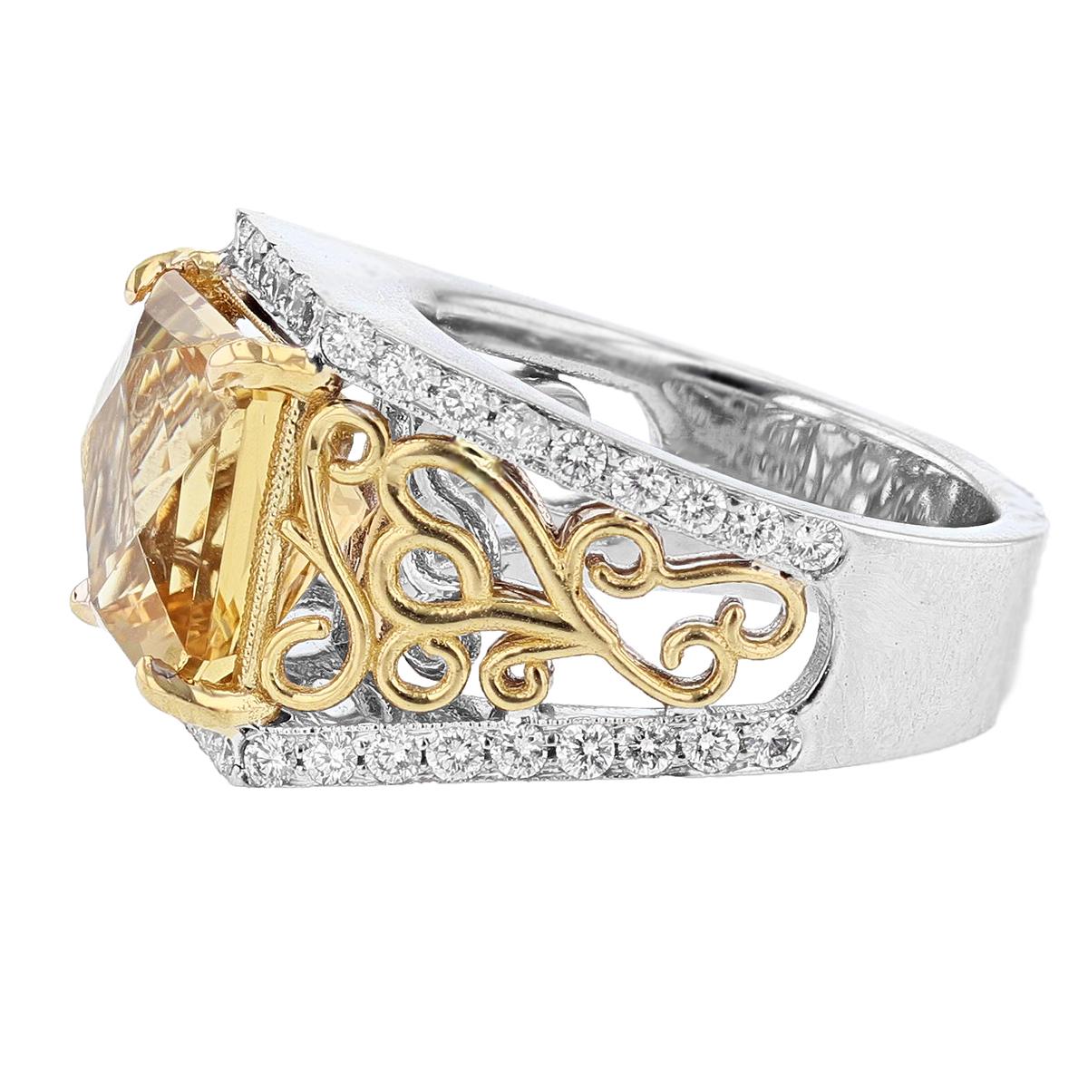 Contemporary Nazarelle 14 Karat White Gold 5.52 Carat Princess Scapolite and Diamond Ring For Sale