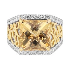 Nazarelle Bague princesse sphérique en or blanc 14 carats et diamants de 5,52 carats