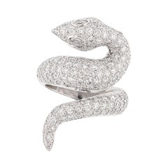 Nazarelle 14 Karat White Gold Diamond Snake Ring