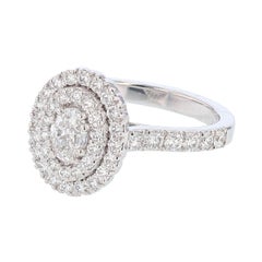 Nazarelle 14 Karat White Gold Double Halo Oval Diamond Engagement Ring