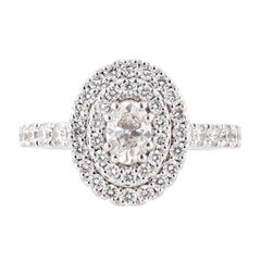Used Nazarelle 14 Karat White Gold Double Halo Oval Diamond Engagement Ring