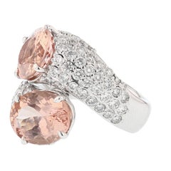Nazarelle 14 Karat Gold Double Oval 9,74 Karat Morganit Diamant Cocktail Ring
