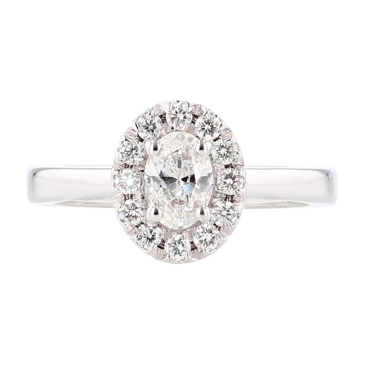 Nazarelle 14 Karat White Gold Oval Cut Diamond Engagement Ring For Sale