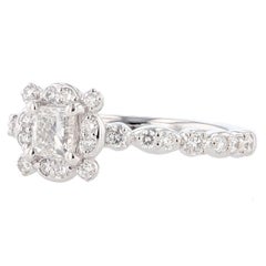 Anello di fidanzamento Nazarelle con diamante taglio principessa in oro bianco 14 carati