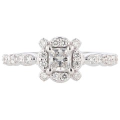 Nazarelle 14 Karat White Gold Princess Cut Diamond Engagement Ring