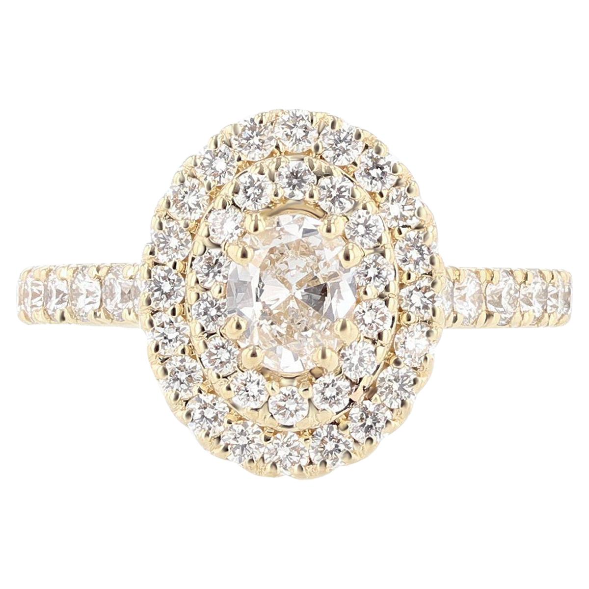 Nazarelle 14 Karat Yellow Gold Double Halo Oval Diamond Engagement Ring