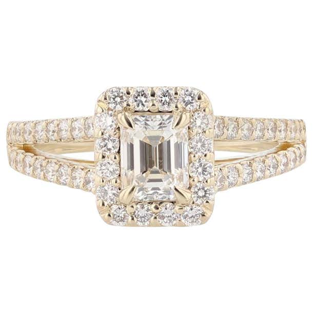 Nazarelle 14 Karat Yellow Gold Emerald Cut Diamond Engagement Ring For ...
