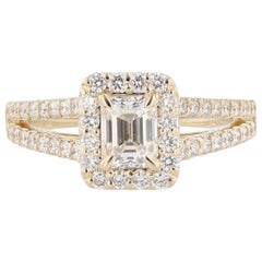 Nazarelle 14 Karat Yellow Gold Emerald Cut Diamond Engagement Ring