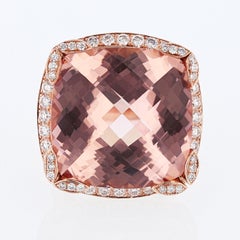Nazarelle 14 Karat Roségold 41,10 Kissenschliff Morganit und Diamantring