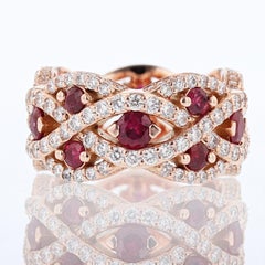 Nazarelle 14 Karat Rose Gold Diamond and Ruby Eternity Band