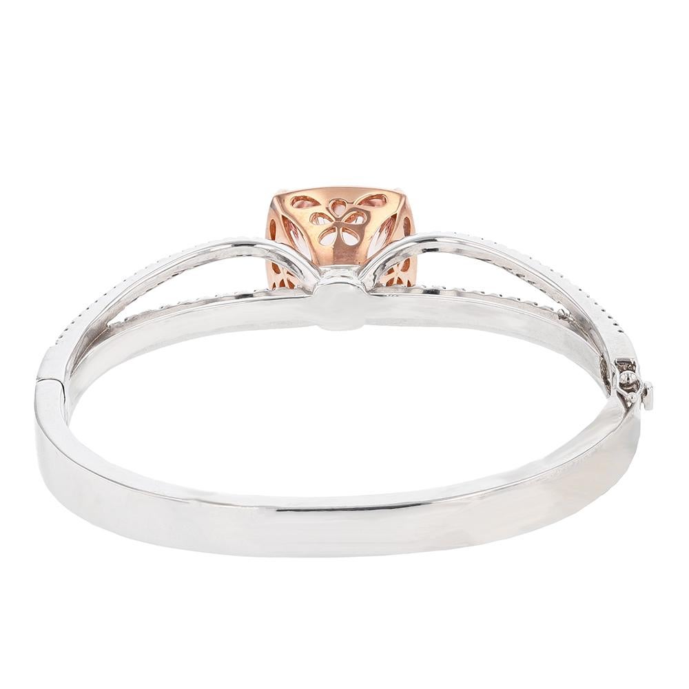 Contemporary Nazarelle 14 Karat White and Rose Gold 20.45 Carat Morganite and Diamond Bangle For Sale