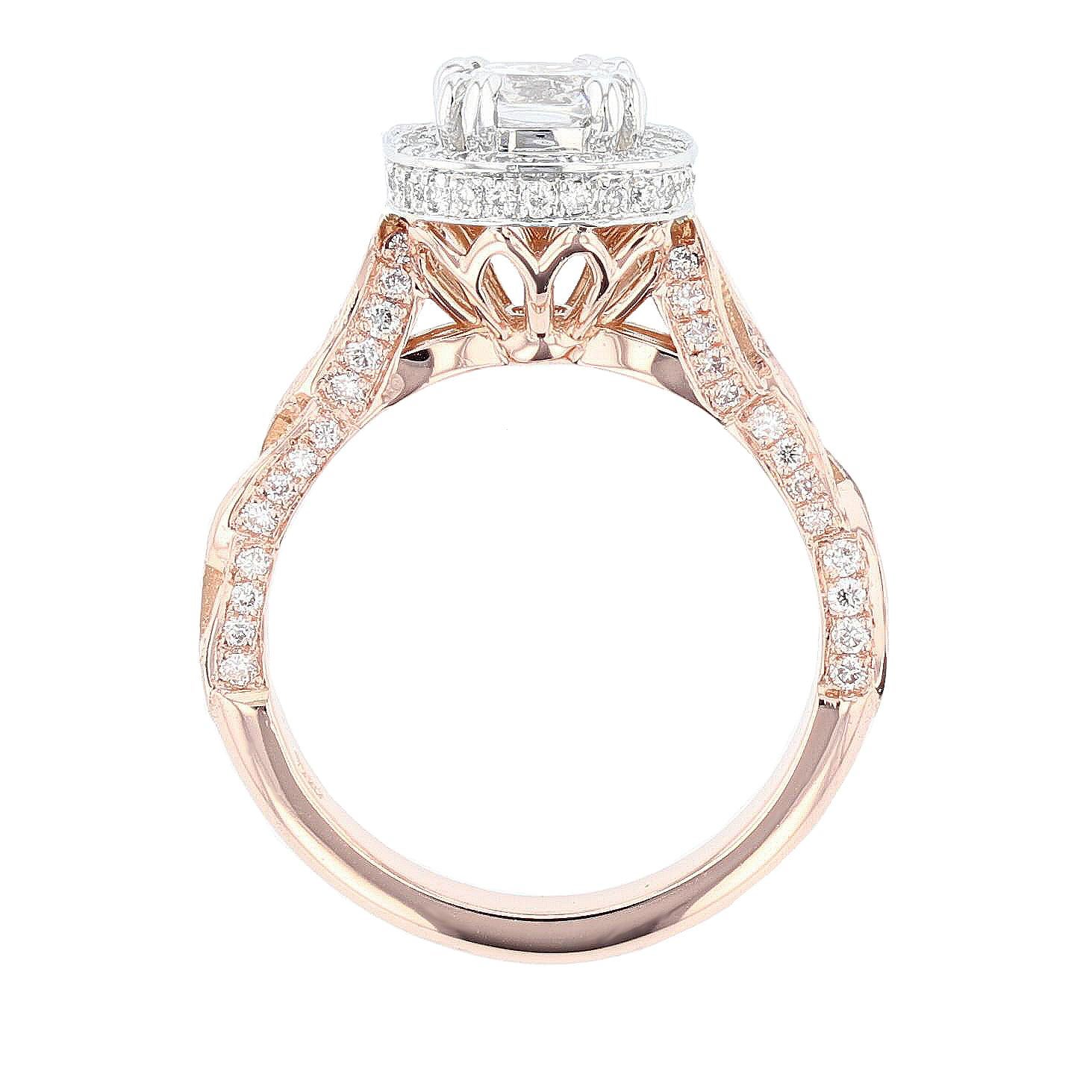 rose gold twist diamond engagement ring