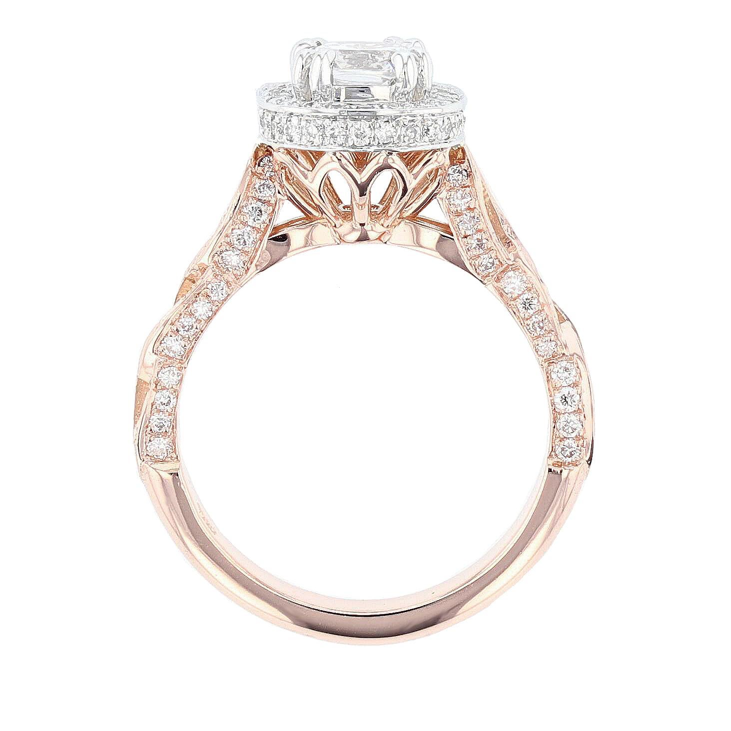 Nazarelle Anillo de compromiso Twist de diamantes en oro blanco y rosa de 14 quilates Contemporáneo en venta