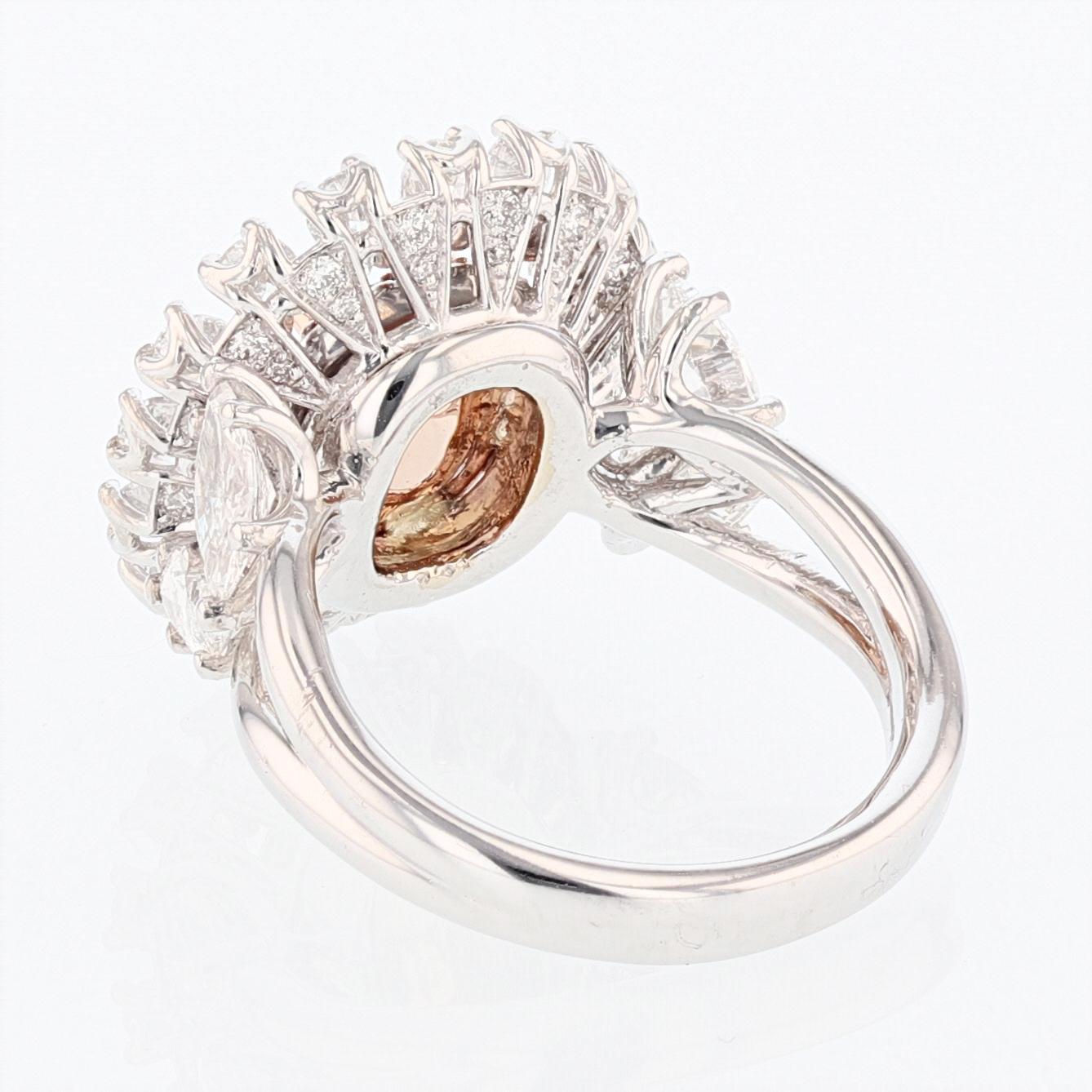 Cushion Cut Nazarelle 14 Karat White and Rose Gold GIA Fancy Light Pink Diamond Ring