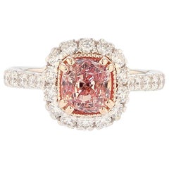 Nazarelle 14K White and Rose Gold Padparadscha Pink Sapphire and Diamond Ring