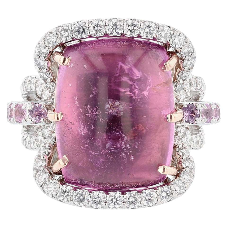 Peruvian Pink Opal Yellow Gold and White Enamel Cocktail Ring For Sale ...