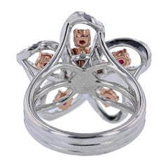 Nazarelle 14 Karat White and Rose Gold Ruby and Diamond Flower Ring