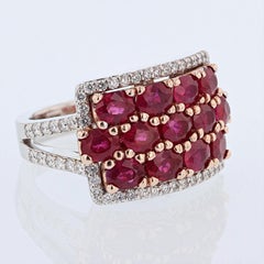 Nazarelle 14 Karat White and Rose Gold Ruby and Diamond Ring