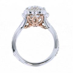 Nazarelle 14 Karat White and Rose Gold Twist Oval Halo Engagement Ring GIA