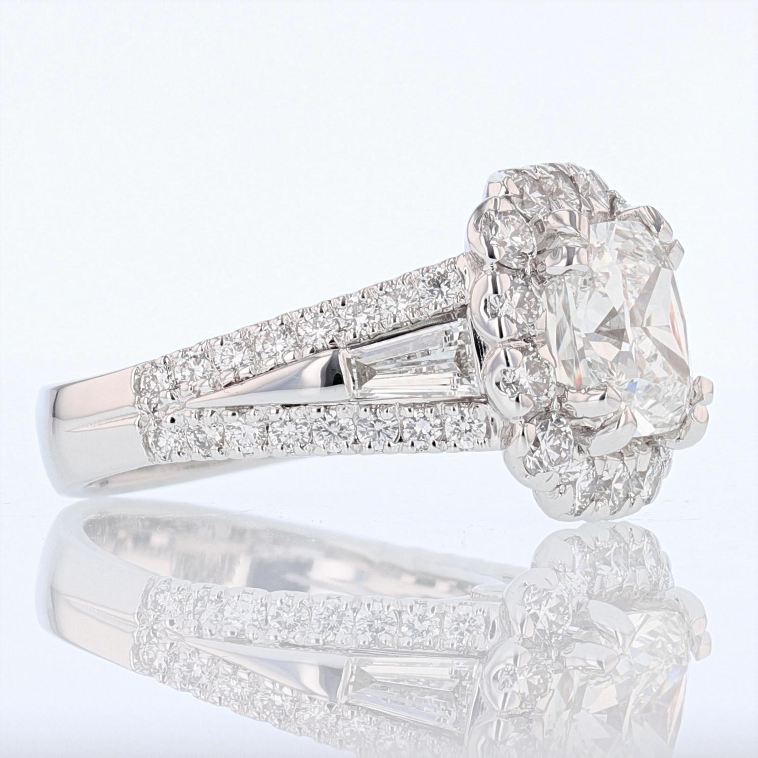 Contemporary Nazarelle 14k White Gold 3.66ct GIA Cushion Diamond Center 2.14ct Diamond Ring For Sale