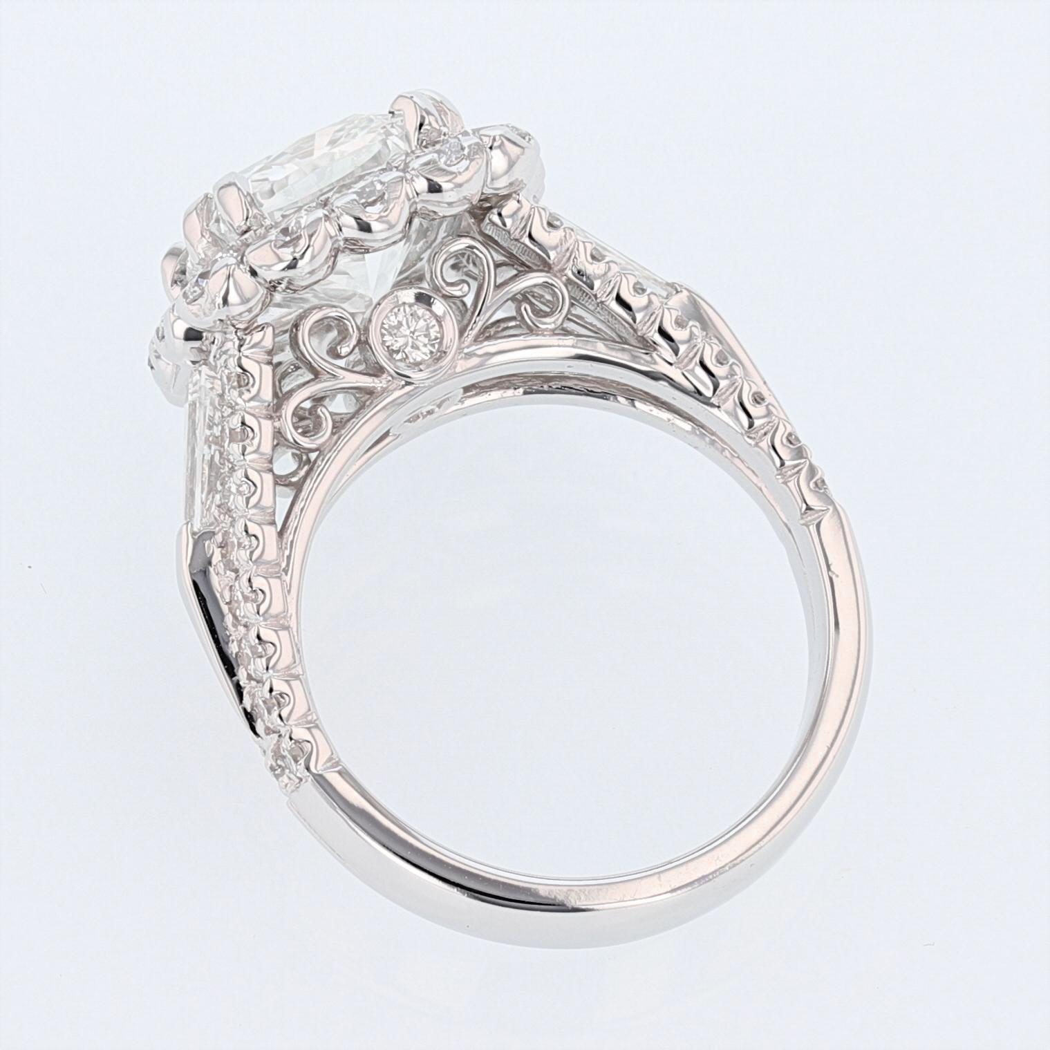Women's Nazarelle 14k White Gold 3.66ct GIA Cushion Diamond Center 2.14ct Diamond Ring For Sale