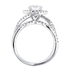Nazarelle 14 Karat White Gold Double Swirl GIA Diamond Engagement Ring