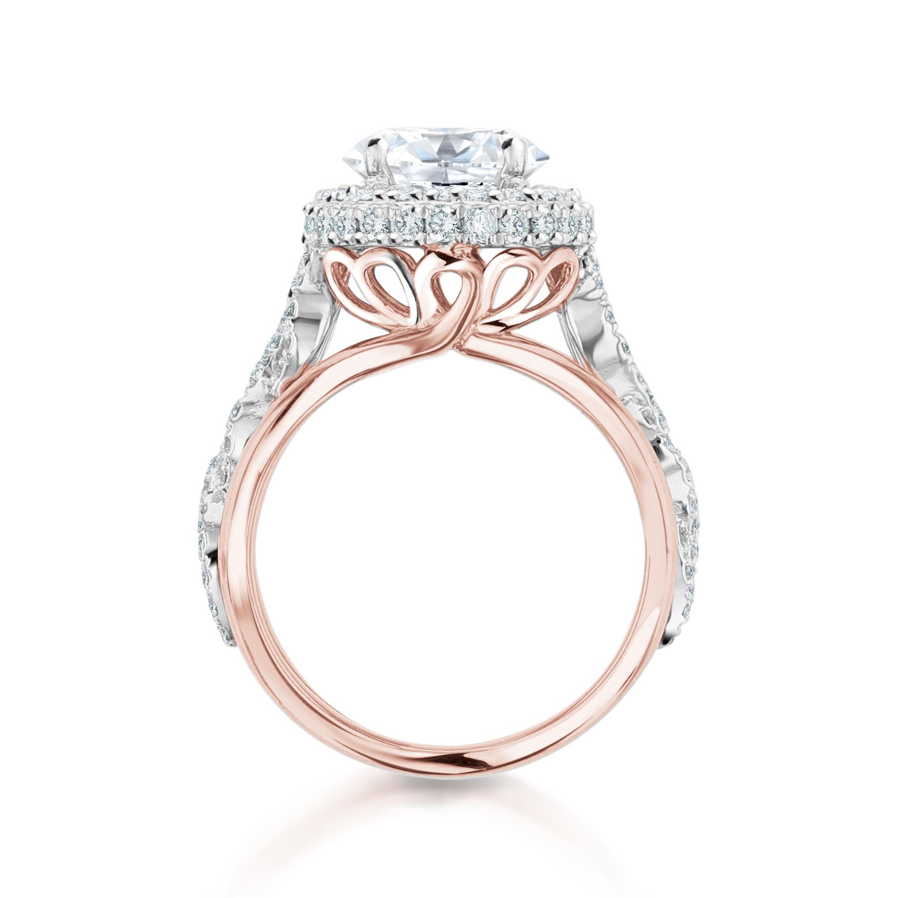 Contemporary Nazarelle 14 Karat White Rose Gold Diamond Twist 2 Carat Round GIA Diamond Ring