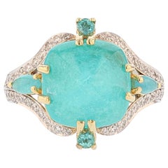 Nazarelle 18 Karat White and Yellow Gold Brazilian Paraiba Tourmaline Ring