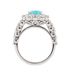 Anello Nazarelle in oro bianco 18 carati 2,51 carati GIA con tormalina Paraiba e diamanti