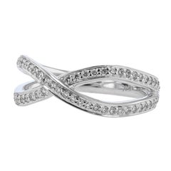 Nazarelle 18 Karat White Gold Criss Cross Diamond Ring