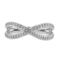 Nazarelle Anillo de Diamantes Cruzados en Oro Blanco de 18 Kilates