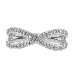 Nazarelle 18 Karat White Gold Criss Cross Diamond Ring